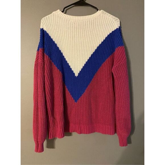 Time & Tru Women Multicolor Cotton Scoop Neck Long Sleeve Knit Sweater L - Picture 5 of 5
